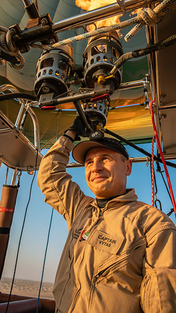 Hot air balloon pilot:<br>Captain Vytautas